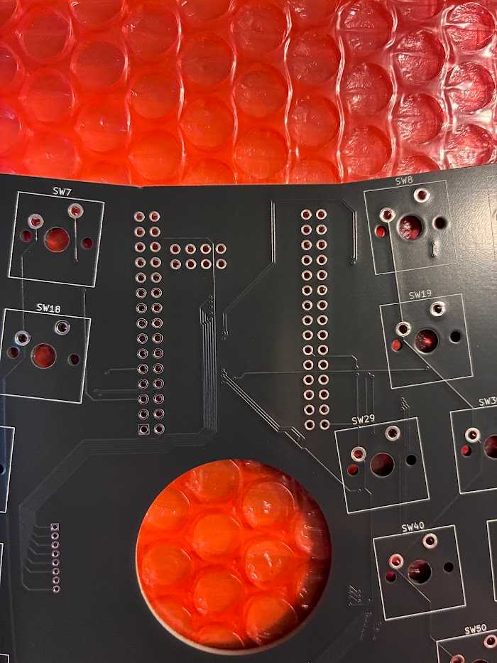 Another close view of the assembled keyboard board